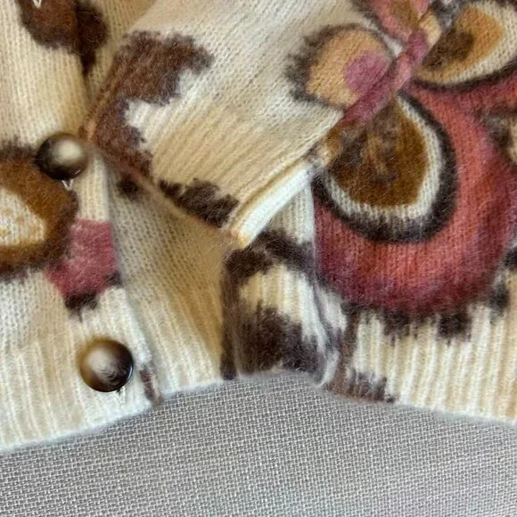 BEST Sezane Manea Cardigan L/XL/XXL Merveille Print Mohair Sweater Knit French - Picture 11 of 14
